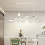 Modern Minimalist Moon Wave Long Iron Aluminum Acrylic LED Island Light Chandelier For Dining Room