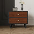 Contemporary Retro Rectangular Wood Grain Metal Nightstand 2-Drawer For Bedroom