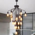 Traditional Vintage Iron Branch Glass Shade 16/22-Light Chandelier For Living Room