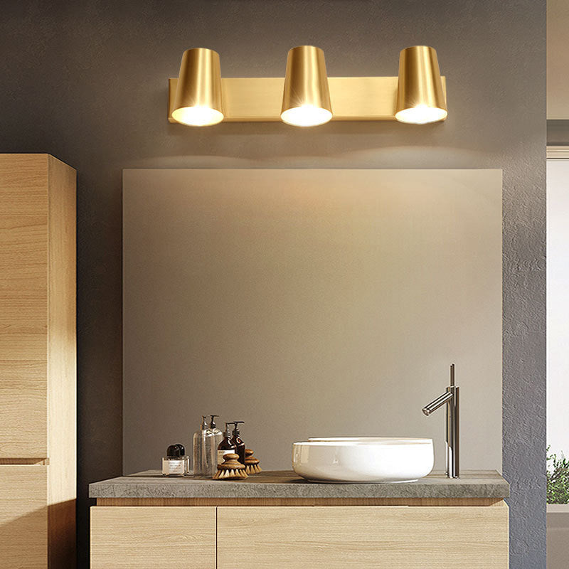 Modern Luxury Full Copper Semi-Conical 1/2/3-Light Vanity Mirror Front Wall Sconce Lamp For Bedroom