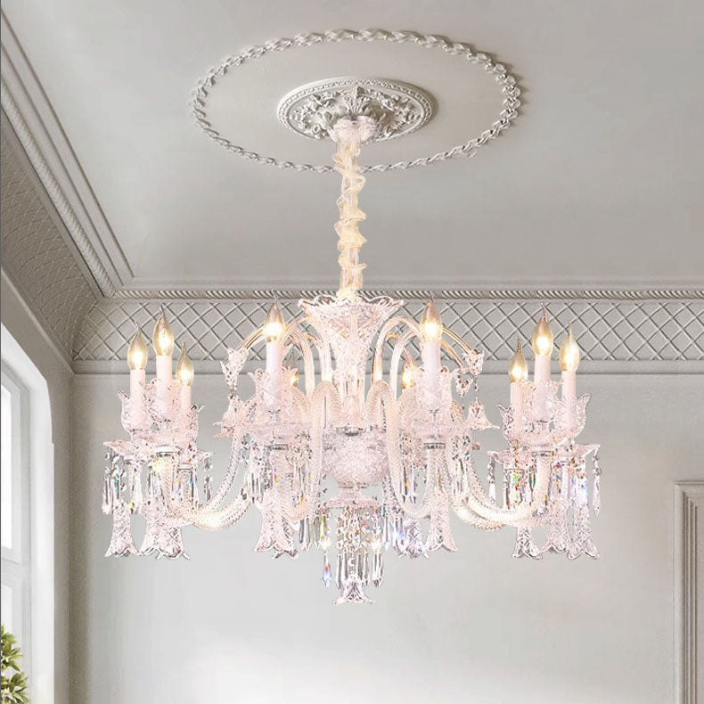 Modern Luxury Lace Candle Hardware Glass Crystal 6/10 Light Chandelier For Living Room