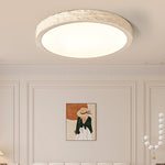 Modern Minimalist Round Stone Grain Resin Iron LED Flush Mount Ceiling Light For Bedroom