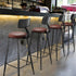 Contemporary Industrial Round Faux Leather Upholstered Bar Stool Backrest Footrest For Dining Room