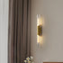 Contemporary Nordic Brass Glass Strip 2-Light Wall Sconce Lamp For Living Room