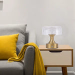 Contemporary Simplicity Round Acrylic Shade Aluminum Base USB Rechargeable LED Table Lamp For Bedroom