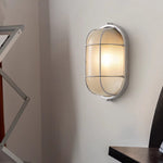 Contemporary Industrial Aluminum Glass Round Oval 1-Light Wall Sconce Lamp For Hallway