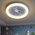 Modern Art Deco Kids Iron Resin Acrylic Round Meteor Shower Rocket Shield Kitty LED Flush Mount Ceiling Light For Bedroom