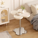 Modern Minimalist Cylinder Petal Faux Plate Glass Stainless Steel Coffee Table For Living Room