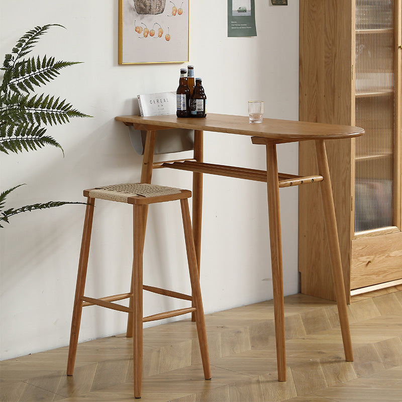 Contemporary Scandinavian Long Oval Wood Bar Table 2-Tier For Dining Room