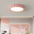 Contemporary Scandinavian Macaron Fiberglass Iron Round LED Flush Mount Ceiling Light For Bedroom