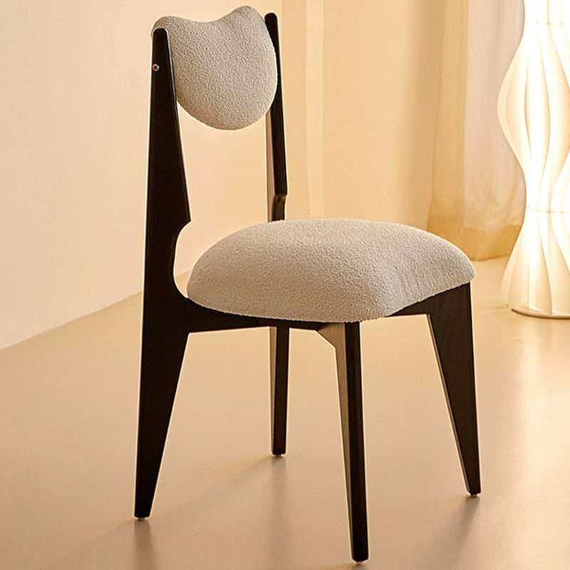 Contemporary Nordic Ash Wood Velvet Metal Sponge Square Crescent Dining Chair Backrest Armless For Dining Room