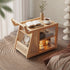 Contemporary Retro Solid Wood Movable Multifunctional Storage End Table 3-Tier For Living Room