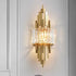 Contemporary Luxury Metal Hardware Crystal Cylinder Strip Rhombic 2-Light Wall Sconce Lamp For Living Room