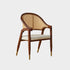 Traditional Vintage Square Upholstered Solid Wood Rattan Linen Dining Chair Backrest Armrest For Dining Room