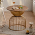 Traditional Vintage Round Half Column Wood Metal Coffee Table 1-Tier For Living Room