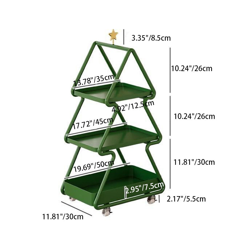 Modern Art Deco Removable Christmas Tree Glass Stainless Steel Side Table 3-Tier For Living Room