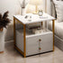 Contemporary Scandinavian Rectangular Cutout Wood Nightstand 1/2 Drawer For Bedroom