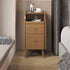 Modern Minimalist Narrow Rectangle Wood Nightstand 2-Drawer For Bedroom