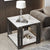 Contemporary Luxury Square Rock Slab Metal Side Table 2-Tier For Living Room