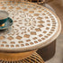 Traditional Vintage Round Half Column Wood Metal Coffee Table 1-Tier For Living Room
