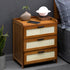 Traditional Vintage Square Wood Bamboo Plastic Nightstand 1/3 Drawer For Bedroom