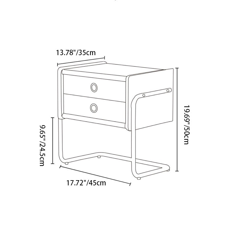 Traditional Vintage Rectangular Wood Stainless Steel End Table 2-Drawer For Living Room