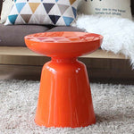 Contemporary Scandinavian Round Disc Column Fiberglass End Table 1-Tier For Living Room