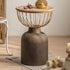 Traditional Vintage Round Half Column Wood Metal Coffee Table 1-Tier For Living Room