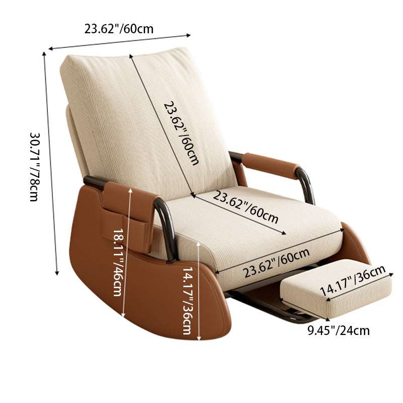 Modern Simplicity Corduroy Cotton Sponge Leather Wood Carbon Steel Square Recliner Foldable Backrest Footrest For Bedroom