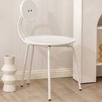 Traditional Vintage Round Rubberwood Steel Vanity Stool Backrest Armless For Bedroom