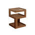 Modern Minimalist Square Rubberwood Glass Nightstand 2-Shelf For Bedroom