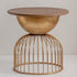Traditional Vintage Round Half Column Wood Metal Coffee Table 1-Tier For Living Room
