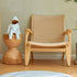 Contemporary Scandinavian Rectangular Wood Rattan Chair Backrest Armrest For Living Room