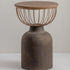 Traditional Vintage Round Half Column Wood Metal Coffee Table 1-Tier For Living Room