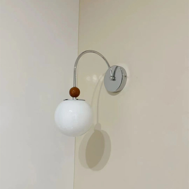 Modern Minimalist Round Ball Iron Glass 1-Light Wall Sconce Lamp For Living Room