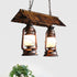 Traditional Farmhouse Horse Lamp Iron Bamboo Glass 2-Light Island Light Chandelier For Dining Room