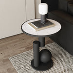 Contemporary Scandinavian Geometric Cylinder Sintered Stone Side Table For Living Room