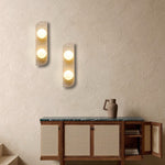 Modern Minimalist Rectangular Stone Glass 1/2/3 Light Wall Sconce Lamp For Bedroom