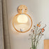 Contemporary Scandinavian Round Bird Wood Glass 1-Light Wall Sconce Lamp For Bedroom