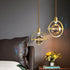 Modern Luxury Full Copper Circle Ring Crystal Ball LED Pendant Light For Living Room