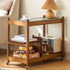 Modern Simplicity Rectangular Glass Top Wood Frame Side Table 2-Tier For Living Room