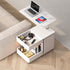 Modern Minimalist Rectangular Metal Plate Wood Side Table 2-Drawer For Living Room