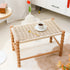 Traditional Chinese Rectangular Woven Seat Gourd Wooden Legs Footstool For Living Room