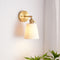 Contemporary Scandinavian Trapezoidal Cup Stripe Ceramic Brass 1-Light Wall Sconce Lamp For Living Room