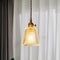 Traditional Vintage Cylinder Brass Glass 1-Light Pendant Light For Living Room