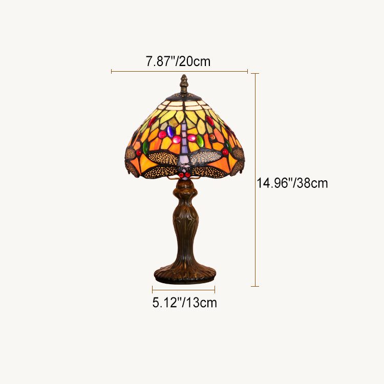 Traditional Tiffany Mushroom Resin Glass 1-Light Table Lamp For Bedroom