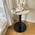 Traditional French Round Marble Wood End Table 1-Tier For Living Room