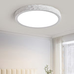 Modern Minimalist Round Stone Grain Resin Iron LED Flush Mount Ceiling Light For Bedroom