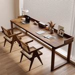 Traditional Rustic Rectangular Wood Desks Two Legs For Home Office