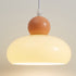 Modern Minimalist Cream Dome Round Iron Glass 1-Light Pendant Light For Living Room